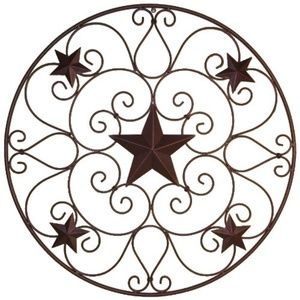 Rustic Metal Star & Scrolls Wall Decor - 32 Inch